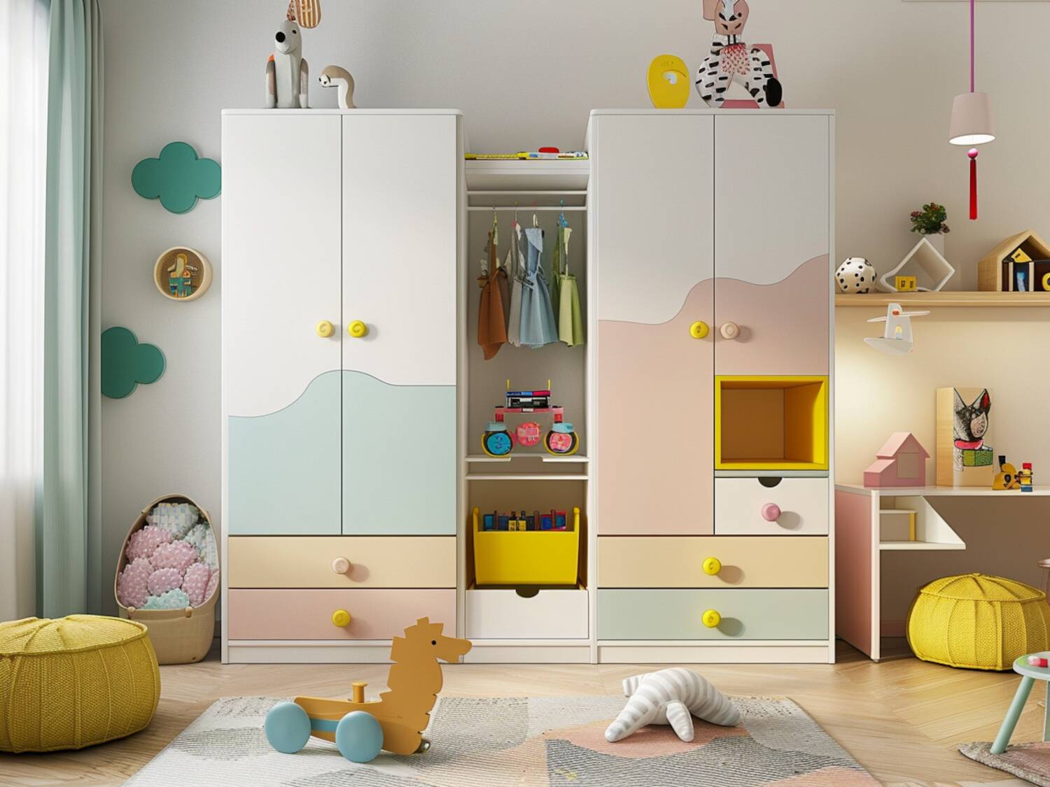 Najlepsze szafy dziecięce z funkcją przechowywania zabawek.