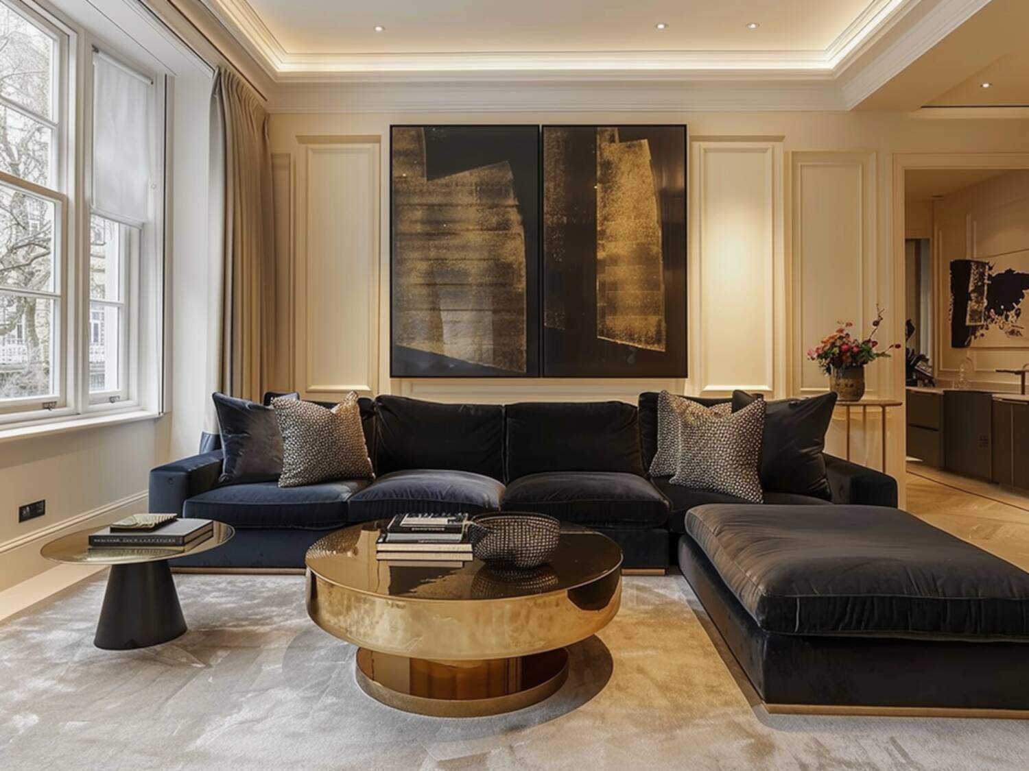 Jak zaaranżować elegancki salon z narożnikiem w ciemnych barwach