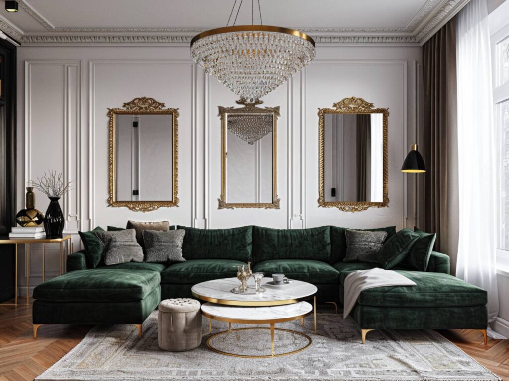 Jak zaaranżować elegancki salon z narożnikiem w ciemnych barwach